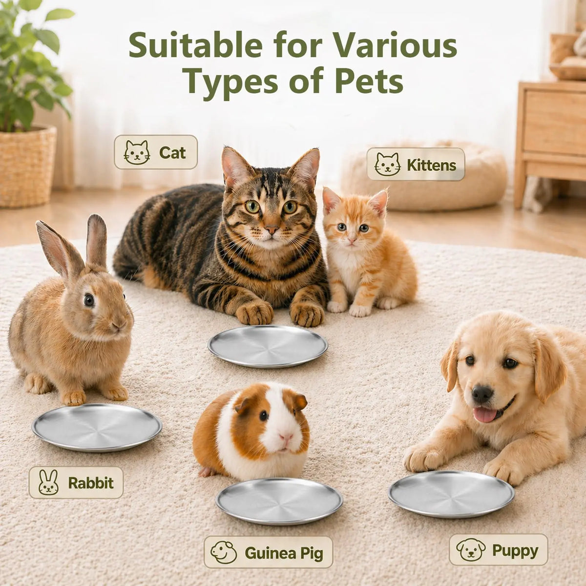 Whisker Friendly Stainless Steel Shallow Cat Feeding Bowls
