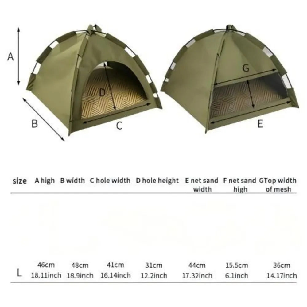 Portable Semi-Enclosed Outdoor Pet Tent Shelter for Cats and Dogs