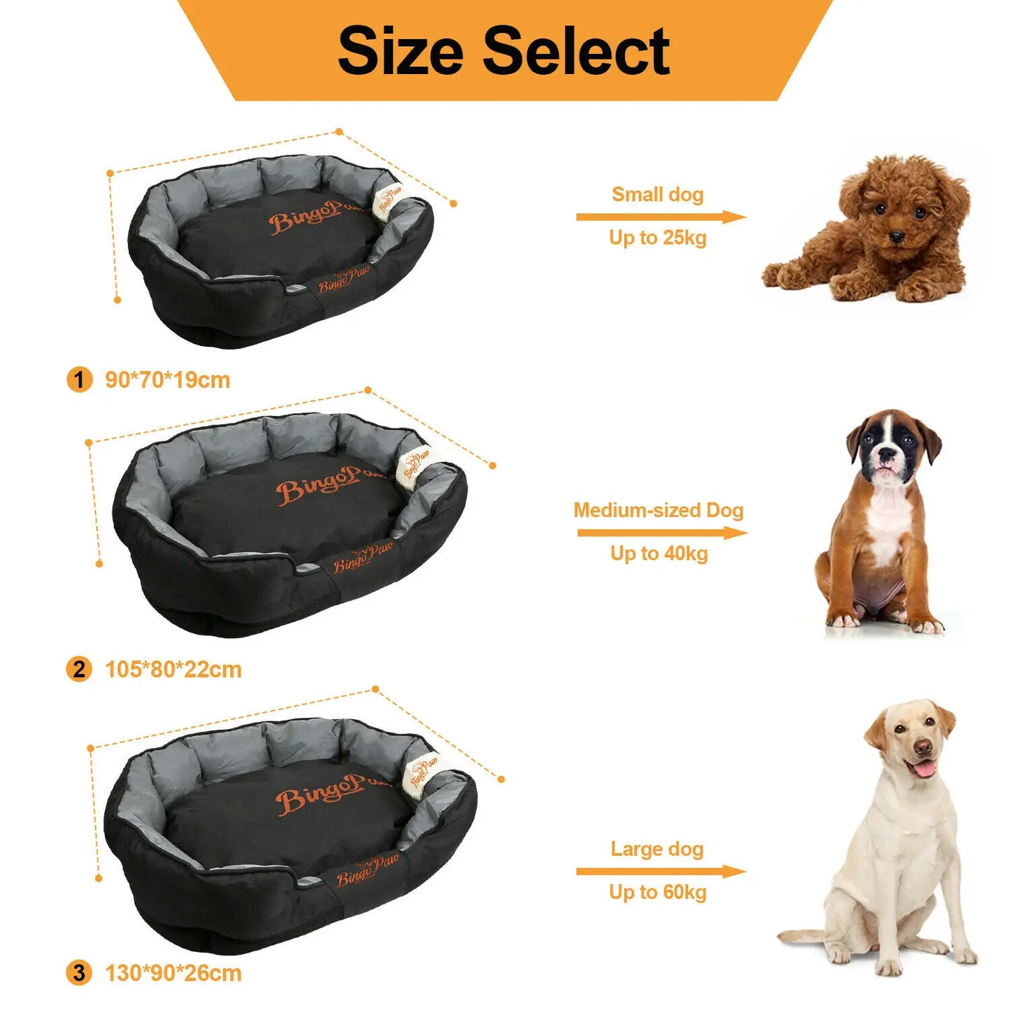 Bingopaw Orthopedic Waterproof Sofa Dog Bed With Washable Cover