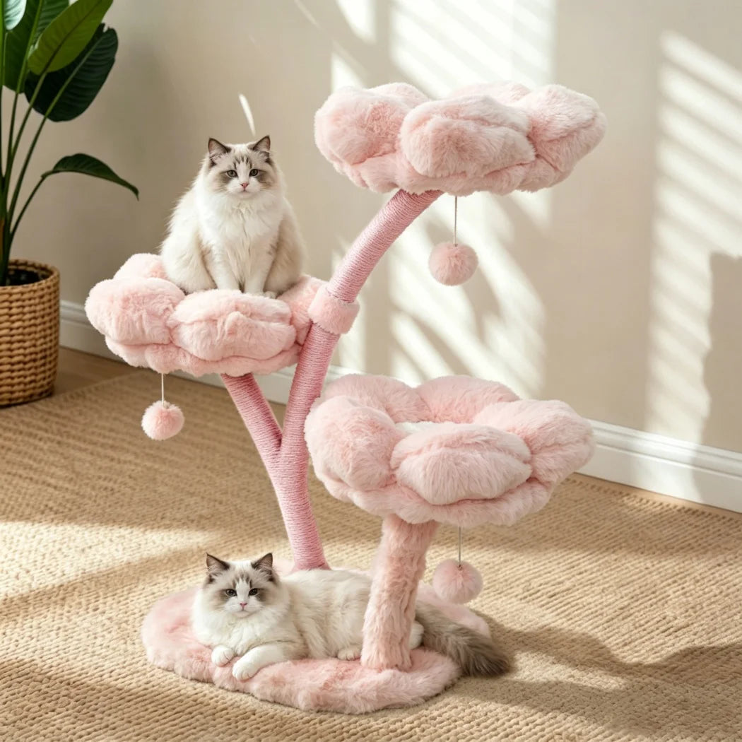 BORWART Four Tier Cat Tree Tower With Scratching Post And Bed
