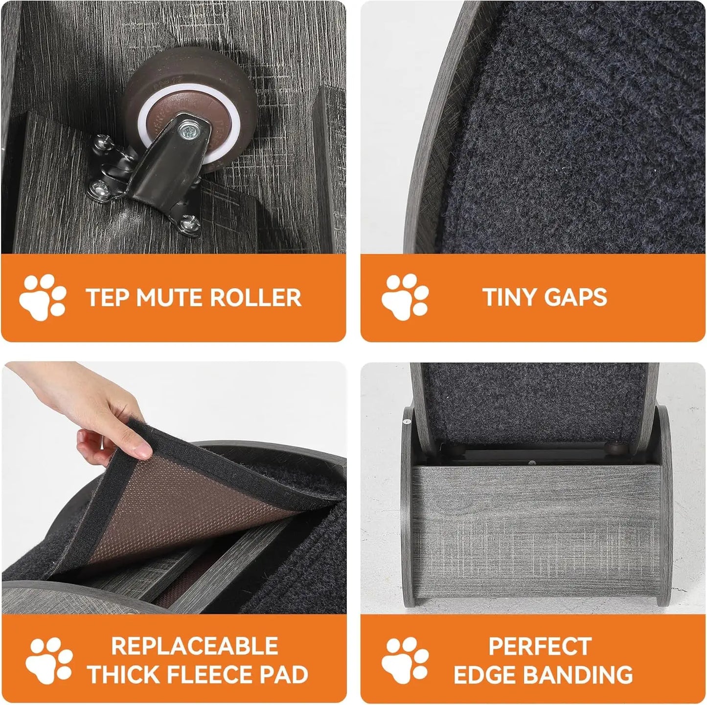 HiMISS Wooden Indoor Cat Exercise Wheel With Sisal Scratching Tray