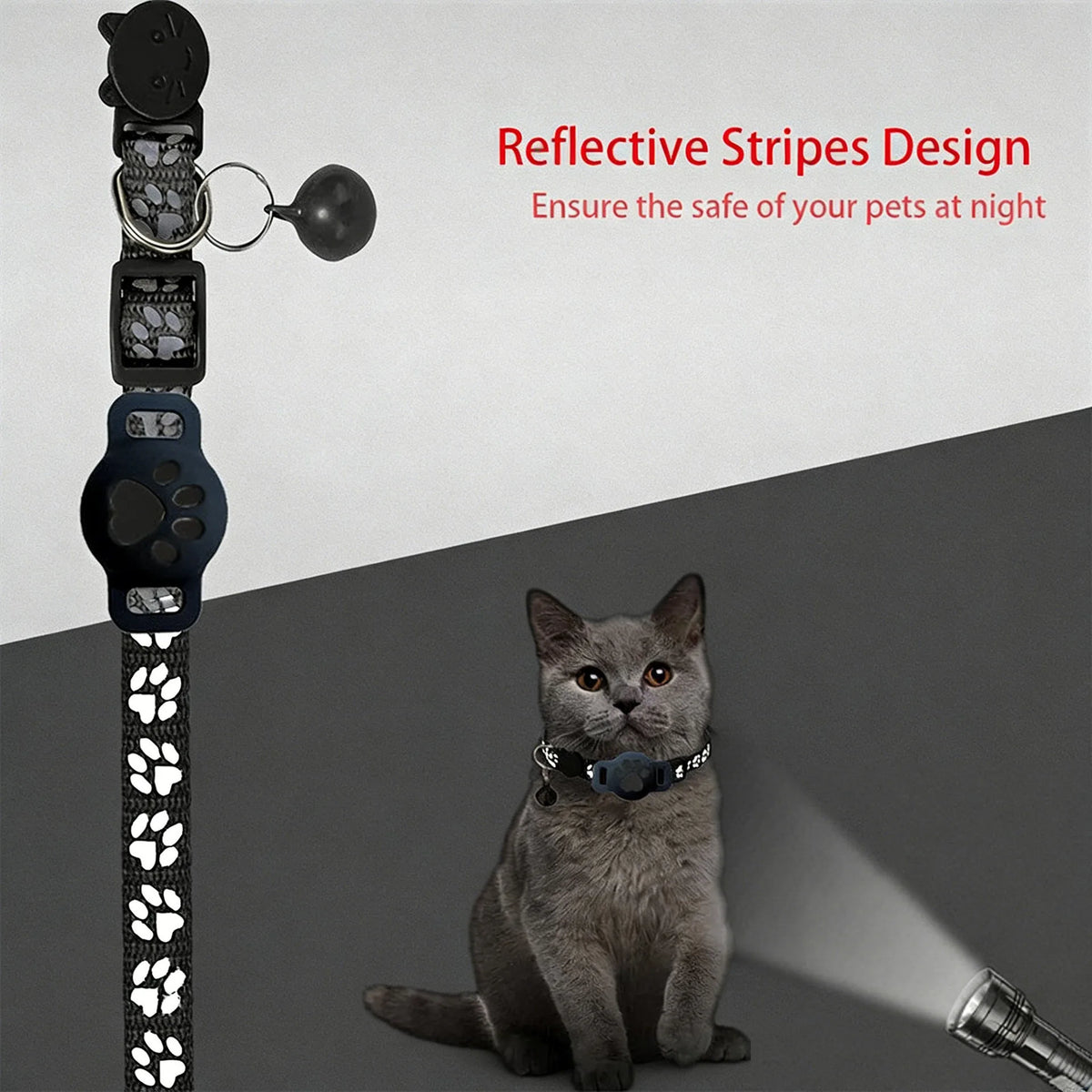 Reflective Paw Cat Collar Breakaway Waterproof Anti-Lost For Kittens