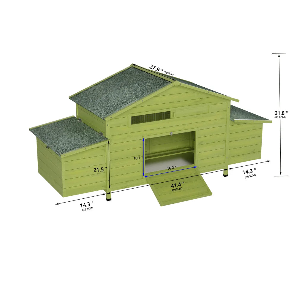 Outdoor Wooden Chicken Coop With Dual Nesting Boxes And Secure Door