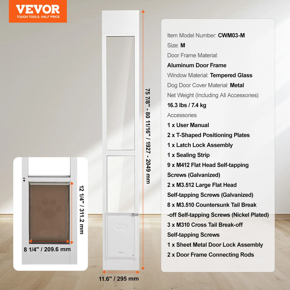 Adjustable Height Sliding Glass Door Pet Access Panel