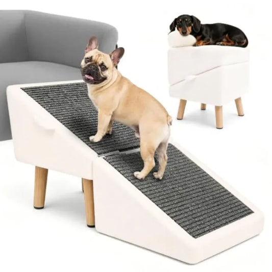 Sturdy Wooden Pet Stairs And Ottoman Ramp For Dogs