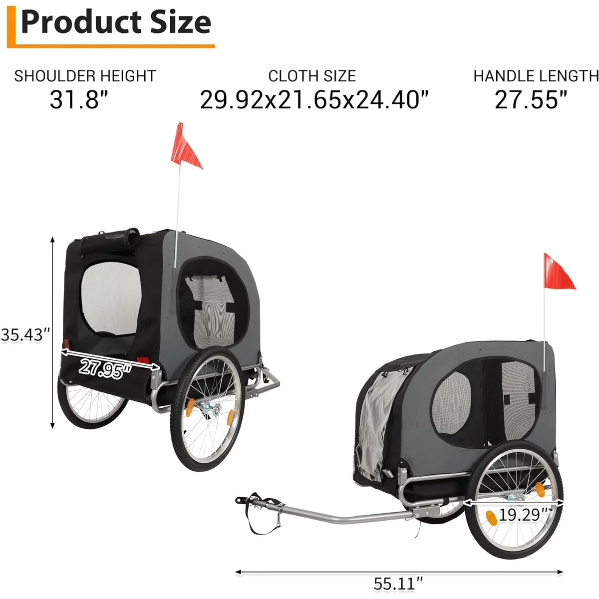 HiMISS Dog Bike Trailer And Jogging Stroller With Waterproof Canopy