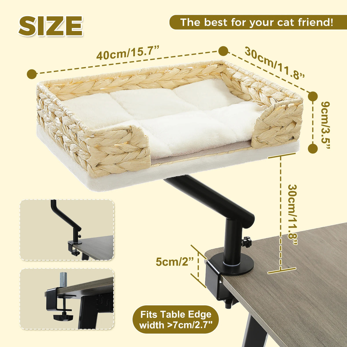 Pawz Road Adjustable Rotating Cat Desk Bed Plush Hammock Stand