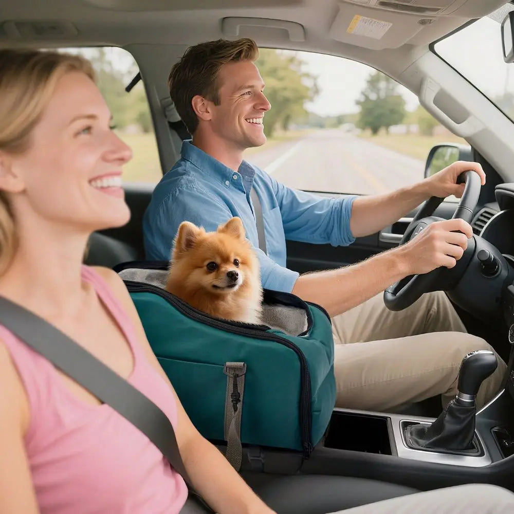 Pet Booster Car Seat With Fixed Leash And Adjustable Straps
