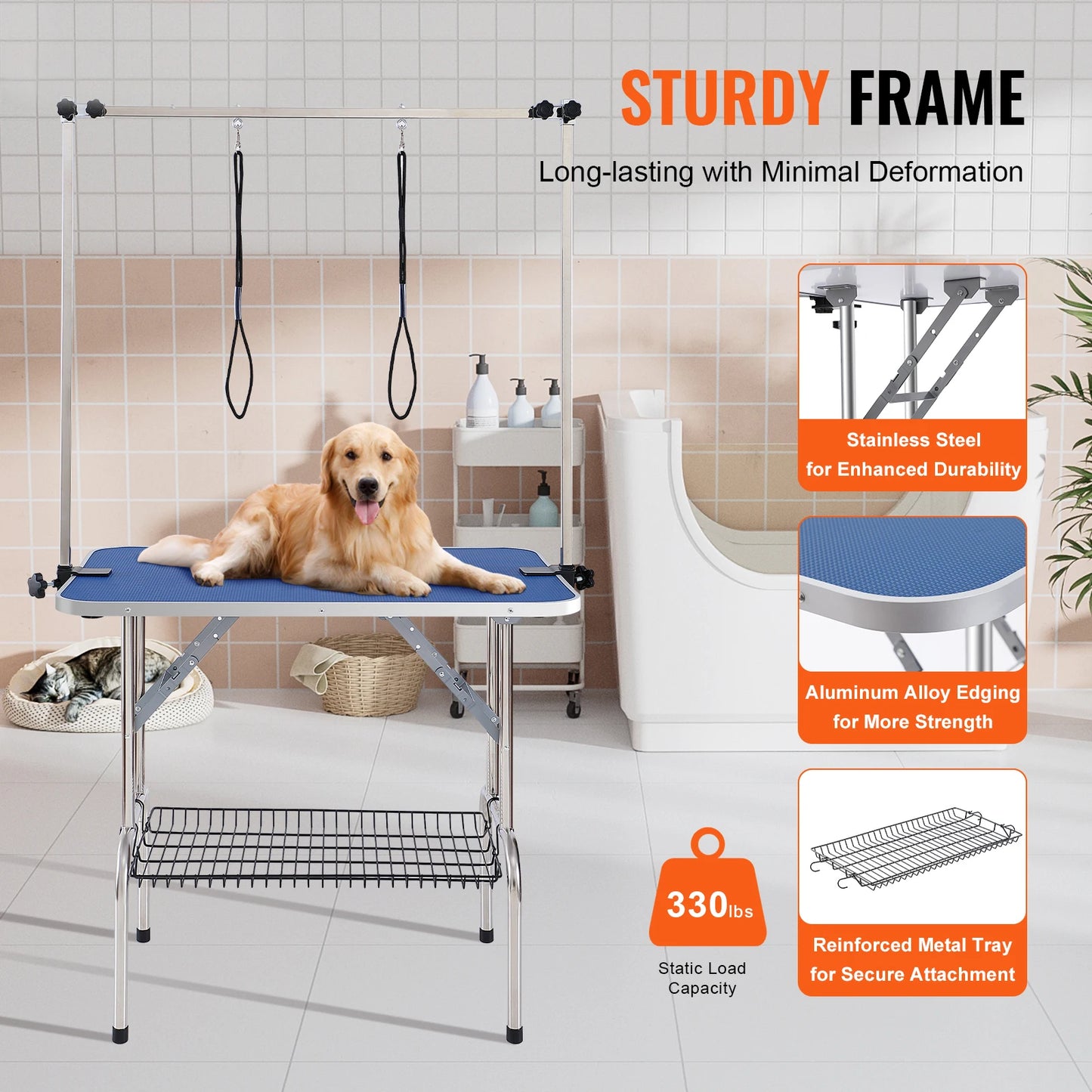 SucceBuy Foldable Pet Grooming Station With Grooming Loop