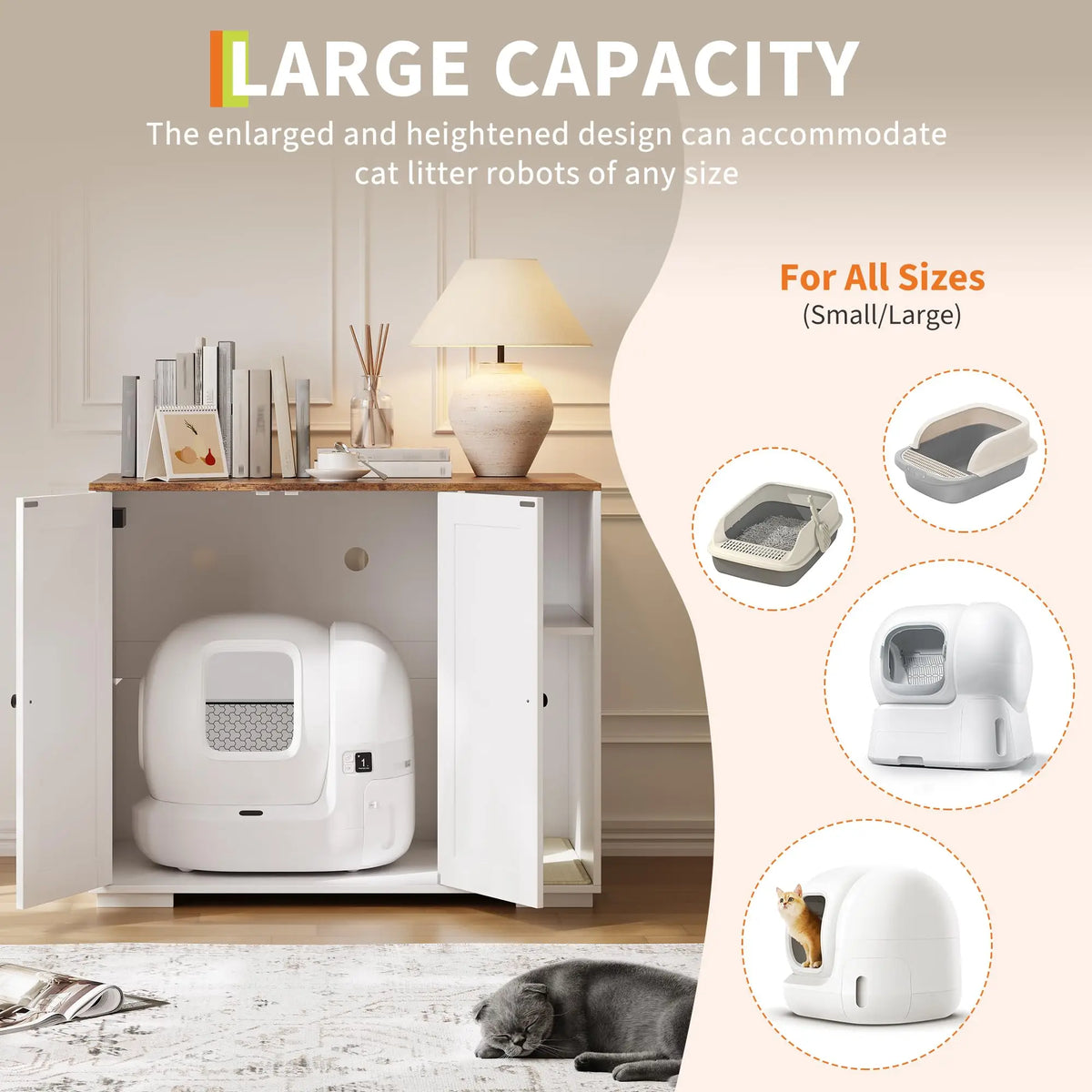 HiMISS Cat Litter Enclosure Litter Robot 3/4 Power Outlet