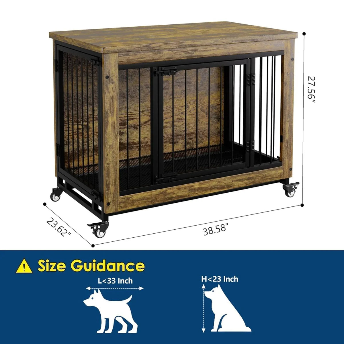 ANIXOL Wooden Dog Crate Furniture End Table With Safety Lock