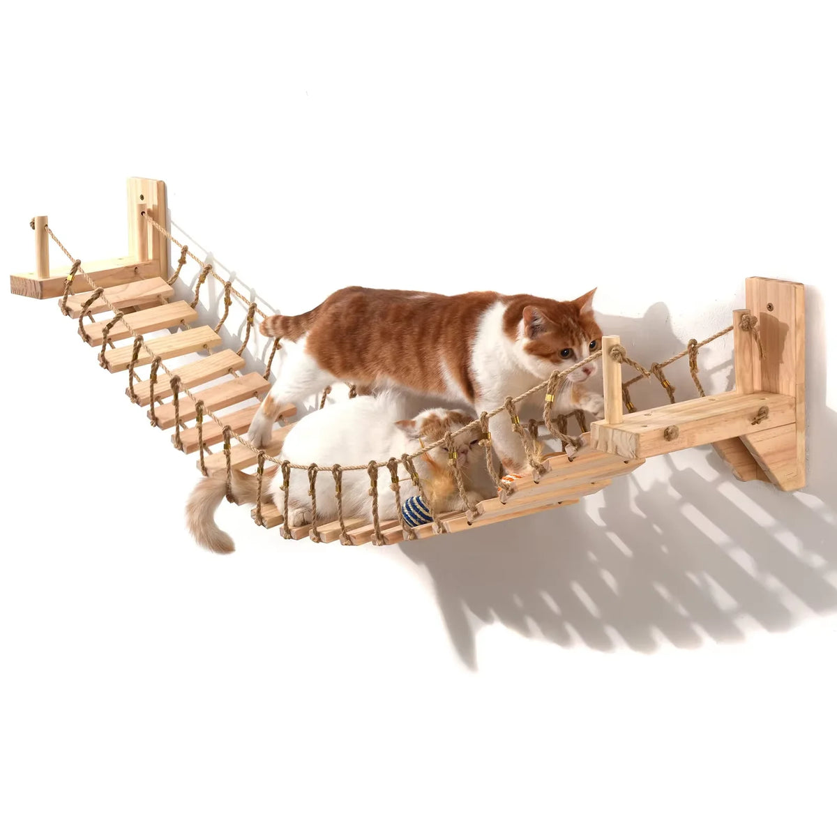 Wall Mounted Cat Rope Bridge With Sisal And Solid Wood