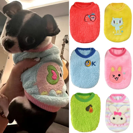 Stylish Printed Fleece Dog Sweater For Small Dog Breeds