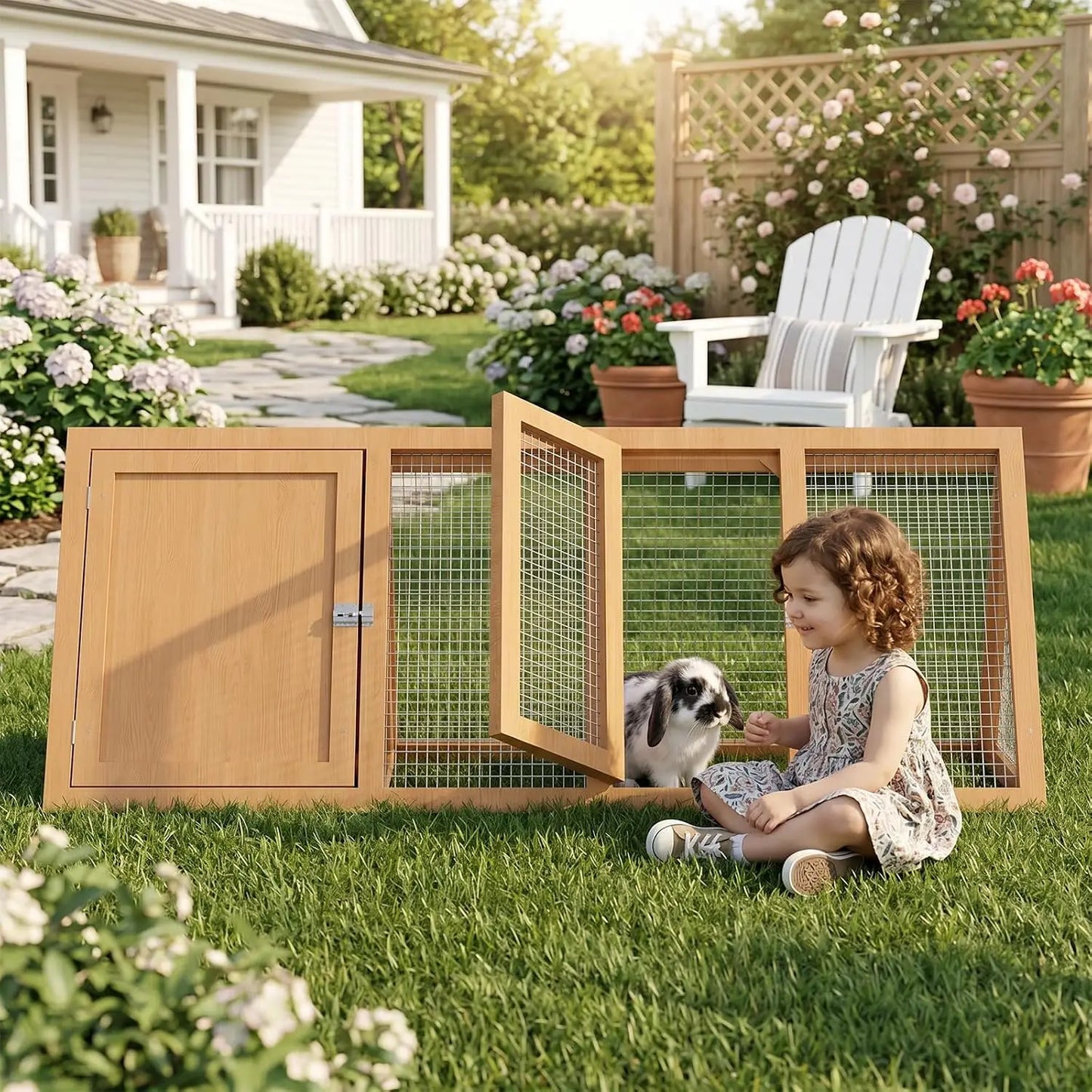 Durable Wooden Rabbit Hutch And Quail Coop With Ventilated Run