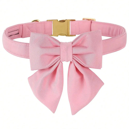 Adjustable Dog Collar Featuring Elegant Sailor Bow And Durable Buckle