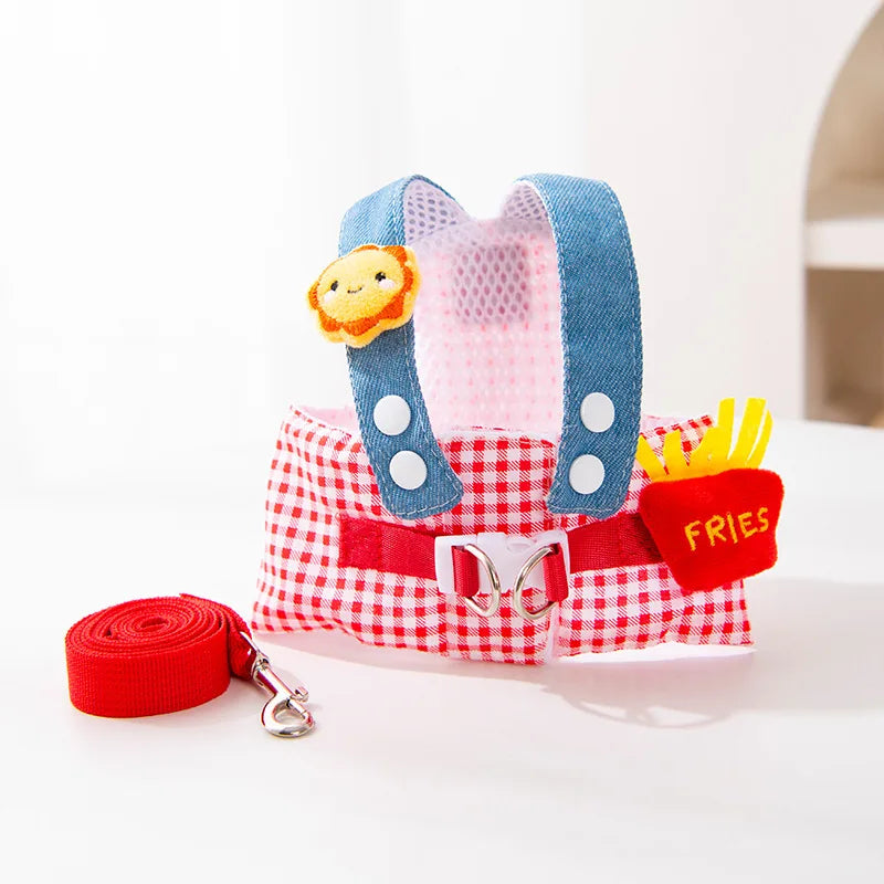 Breathable Pet Harness Vest With Leash For Small Pets