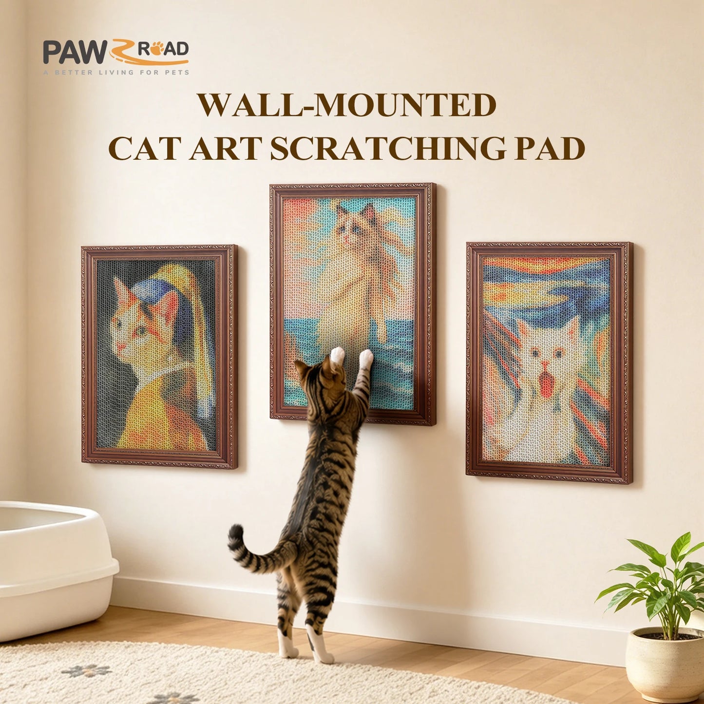 PAWZ Road Cardboard Wall Cat Scratcher With Adhesive Strips