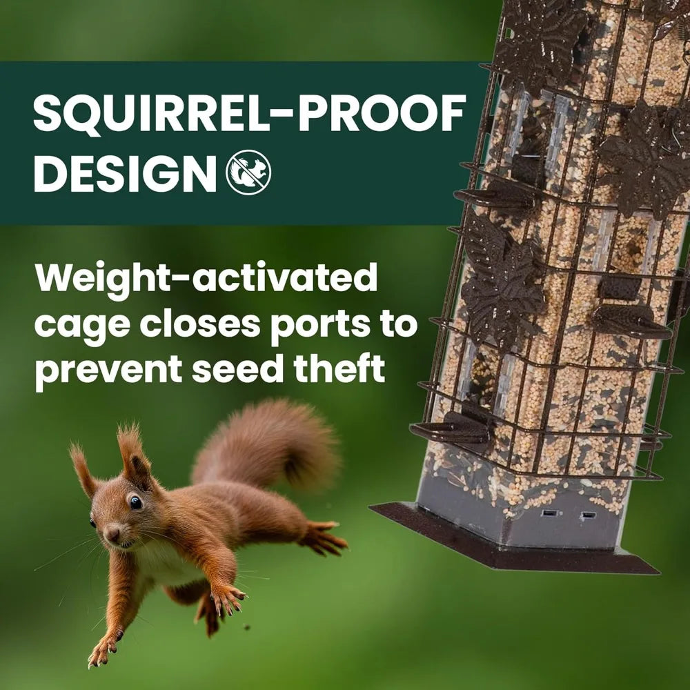 Weight Activated Squirrel Resistant Stainless Steel Outdoor Bird Feeder Xiuwo