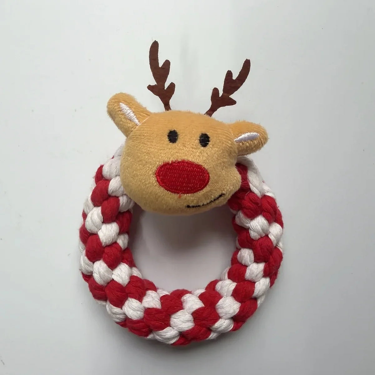 Christmas Dog Cotton Rope Knot Toy for Chewing and Play