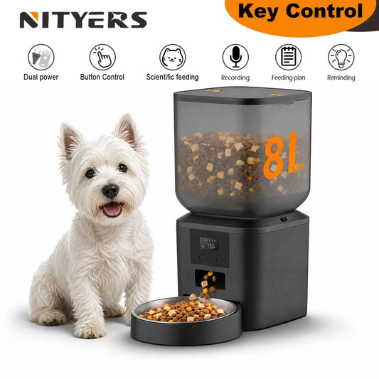 Nityers Automatic Pet Food Dispenser With Voice Recorder And Bowl