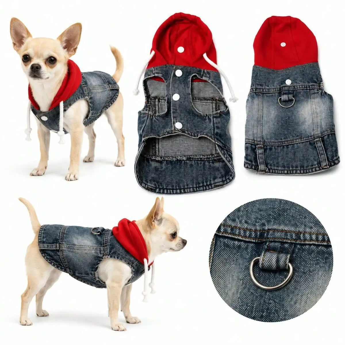 Pet Denim Hoodie Vest For Dogs And Cats Outdoor Apparel