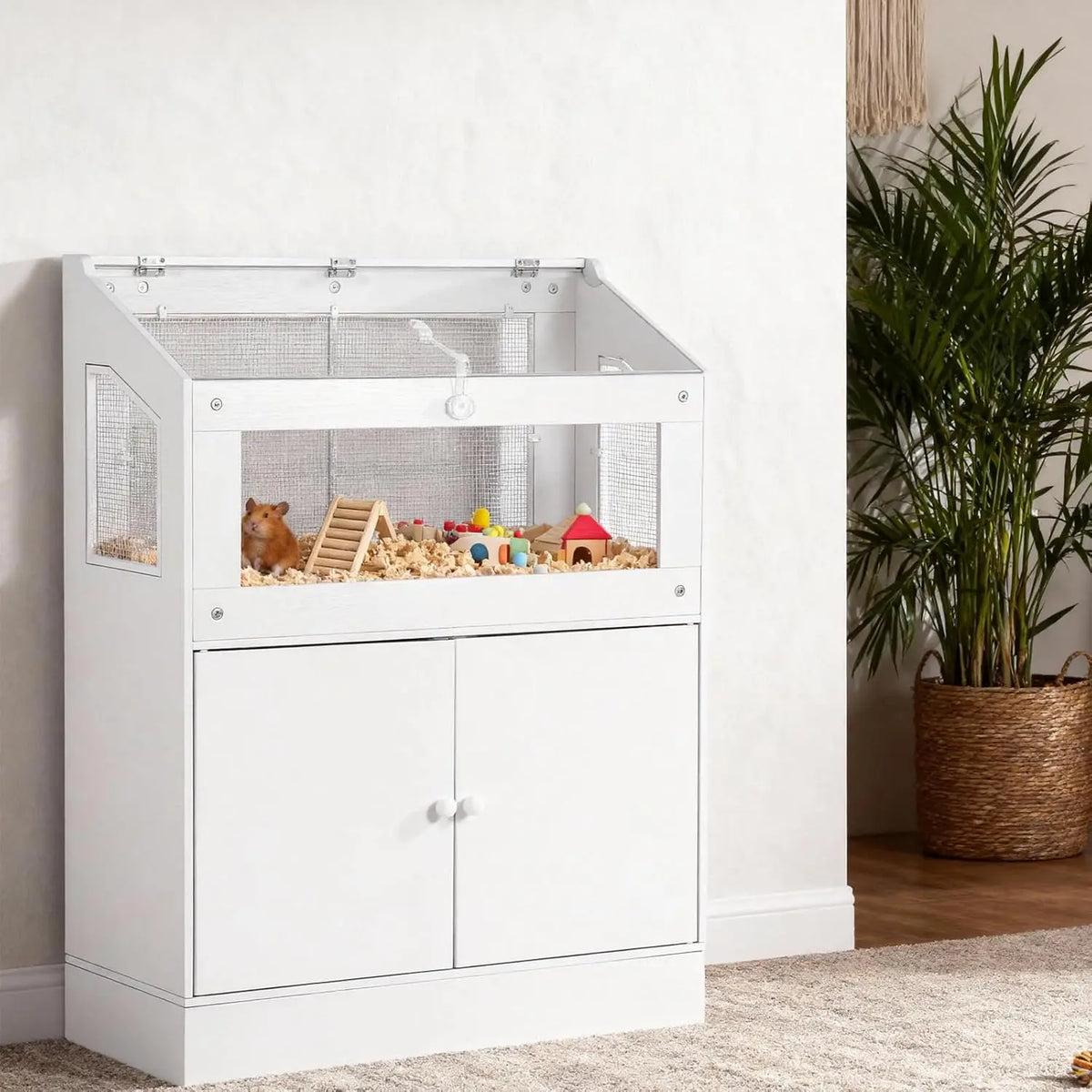 HiMiss Large Acrylic Small Animal Cage With Storage Cabinet
