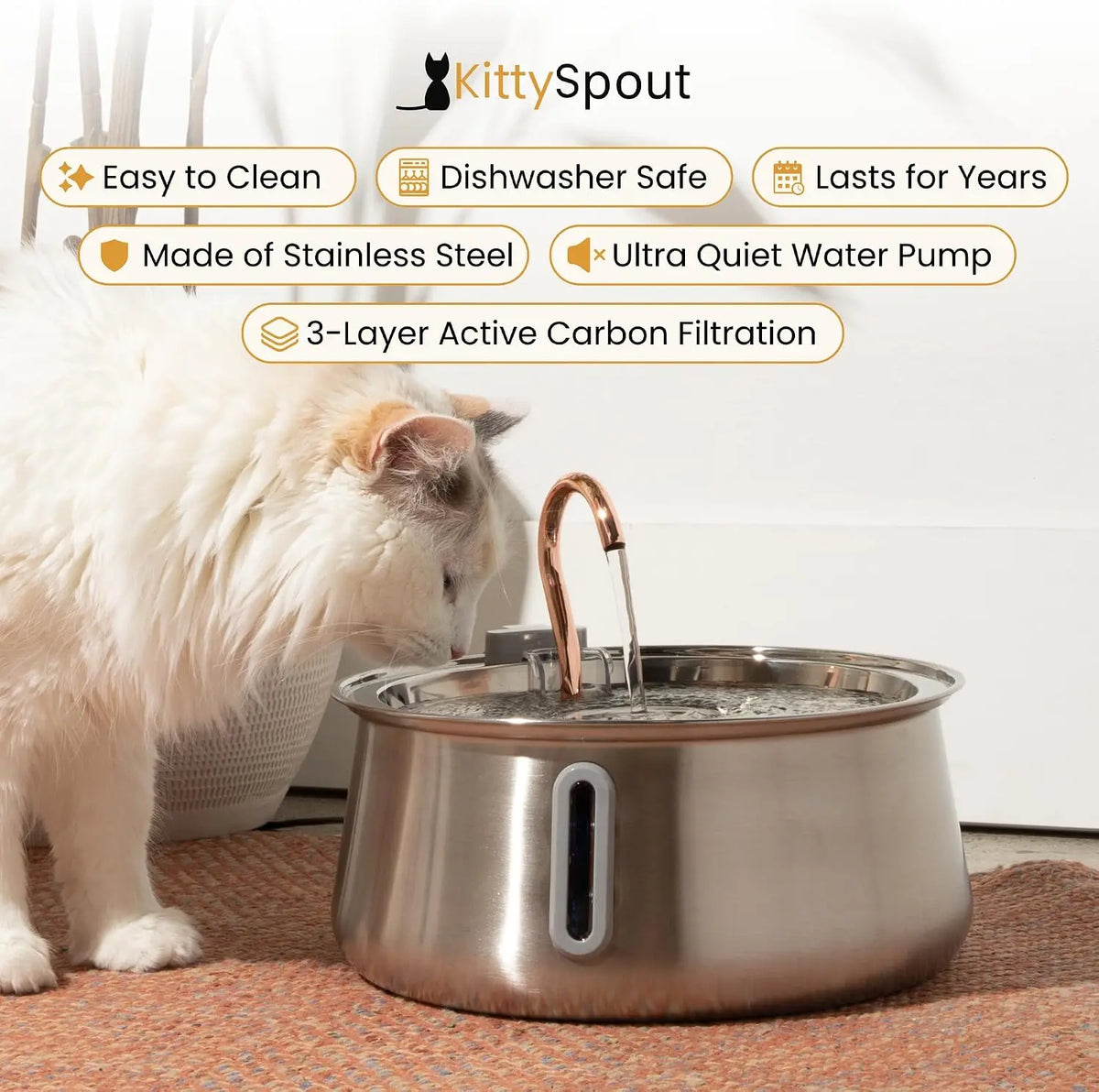 KittySpout Stainless Steel Wireless Cat Water Fountain