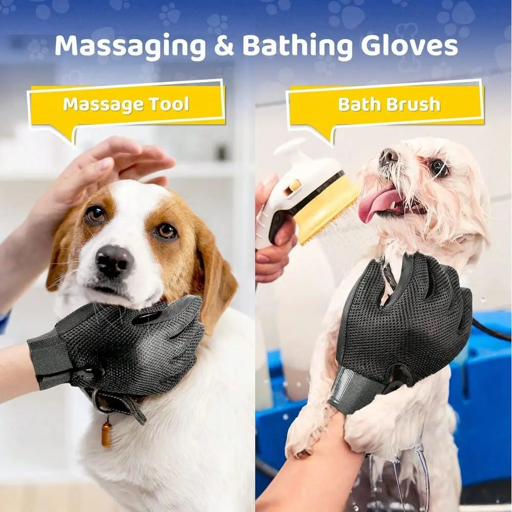 Pet Hair Remover Gloves Shedding Brush For Dogs Cats Horses