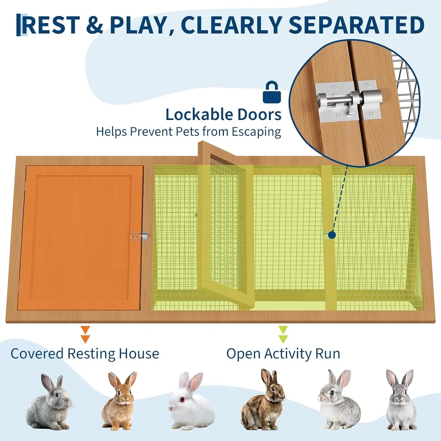 Durable Wooden Rabbit Hutch And Quail Coop With Ventilated Run