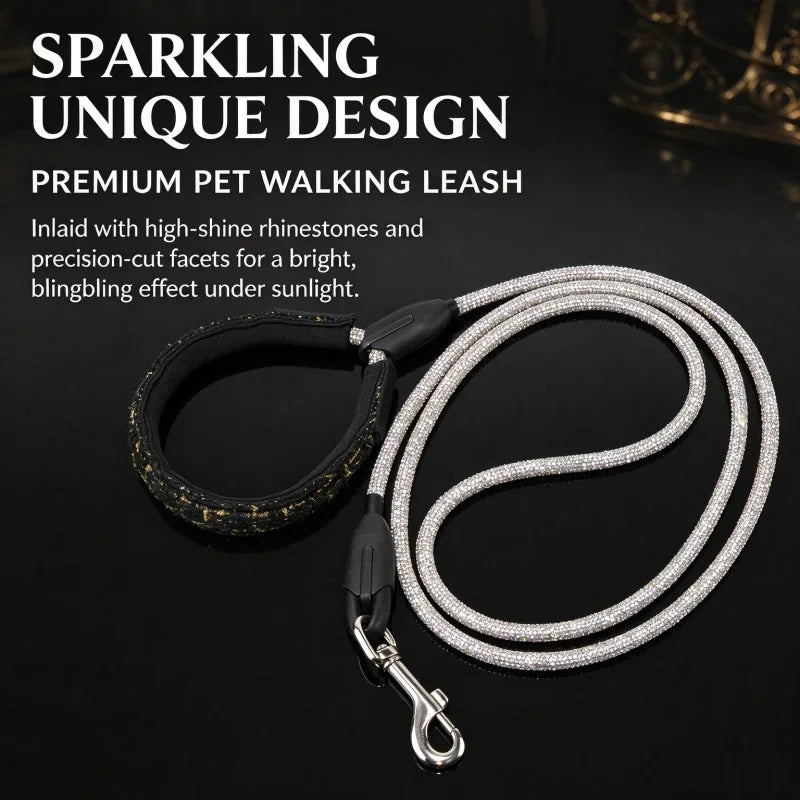 Rhinestone Dog Leash With Padded Handle And Secure Snap Hook