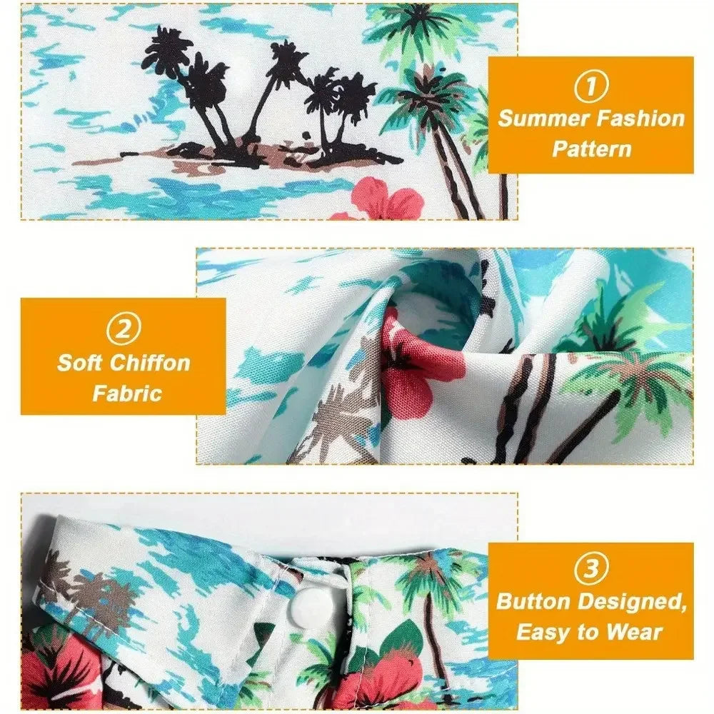 Breathable Hawaiian Floral Pet Shirts Set For Dogs And Cats