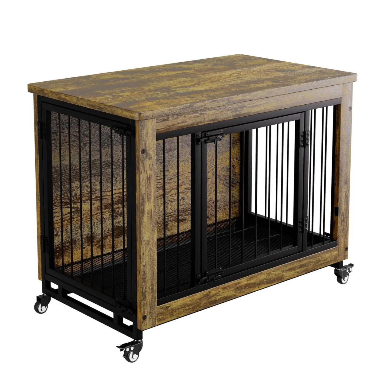ANIXOL Wooden Dog Crate Furniture End Table With Safety Lock