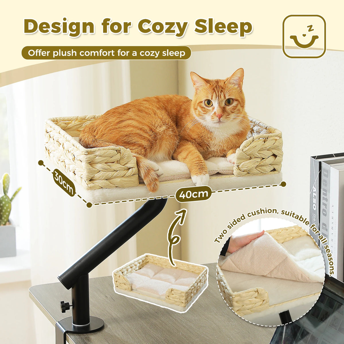 Pawz Road Adjustable Rotating Cat Desk Bed Plush Hammock Stand