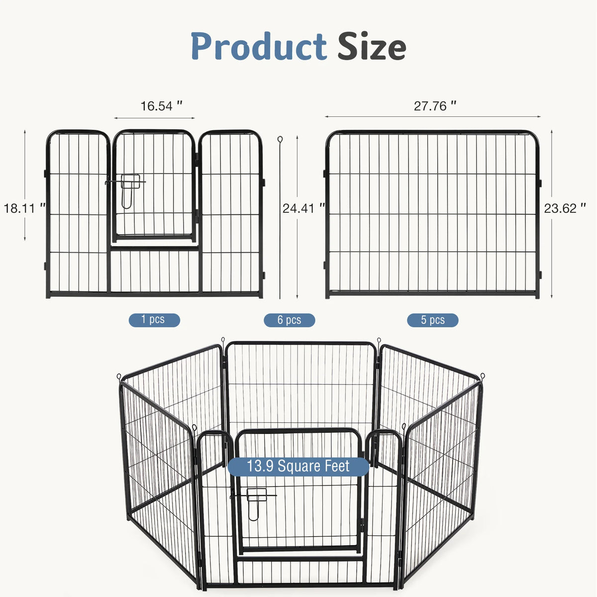 JHK Foldable Metal Dog Playpen For Indoor Outdoor Pet Exercise