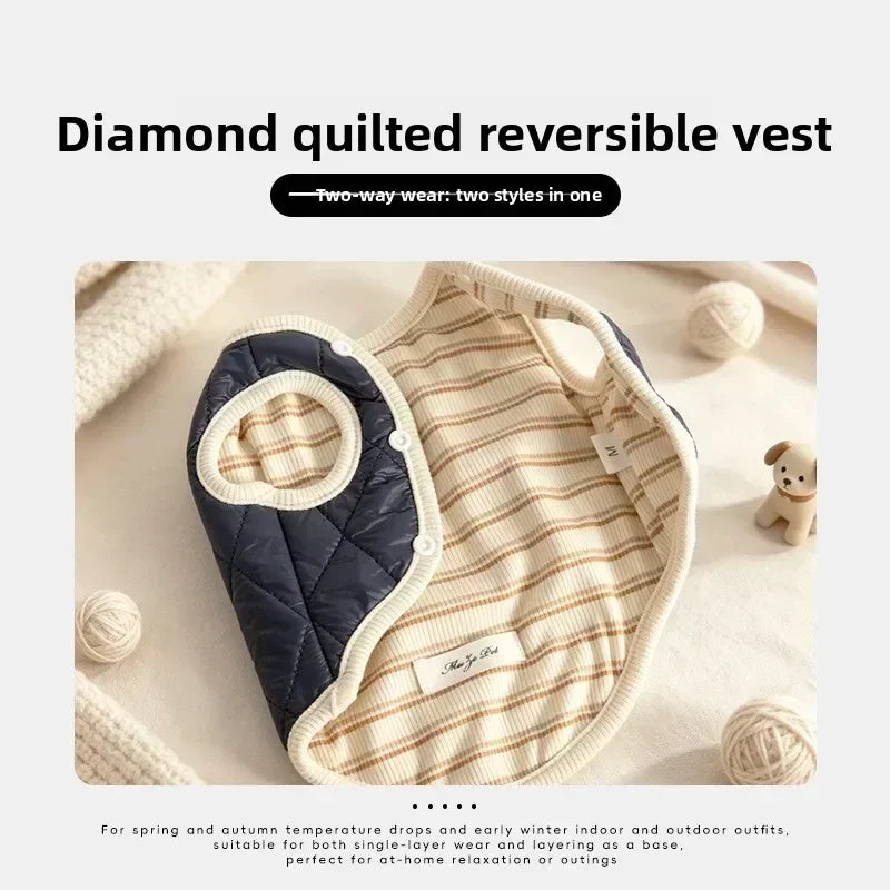 Reversible Quilted Warm Pet Vest for Dogs and Cats