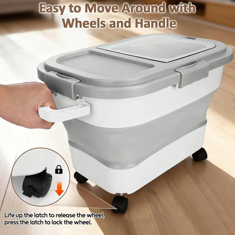Collapsible Airtight Wooden Dog Food Storage Container