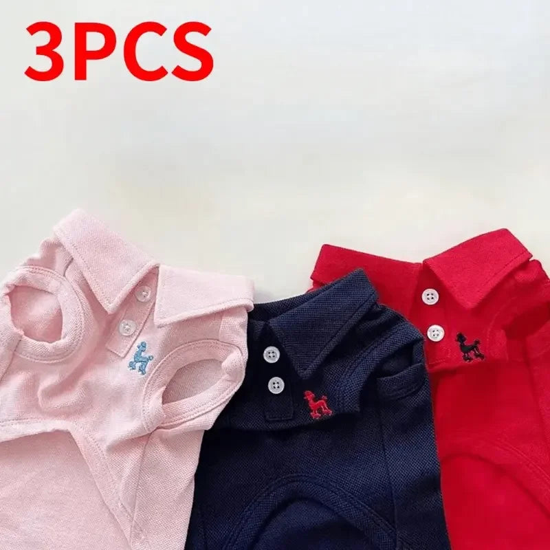 Pet Polo And Embroidered Vest Set For Dogs And Cats