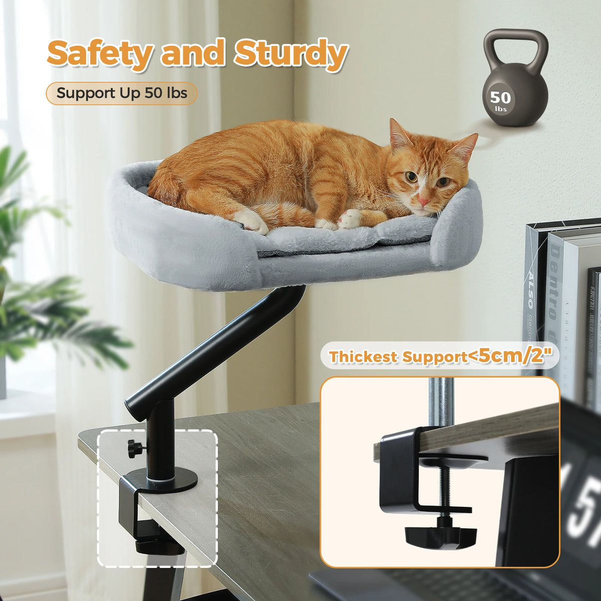 Pawz Road Adjustable Rotating Cat Desk Bed Plush Hammock Stand