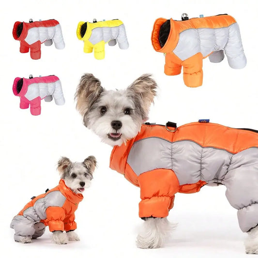Reflective Windproof Padded Four Leg Dog Winter Jacket