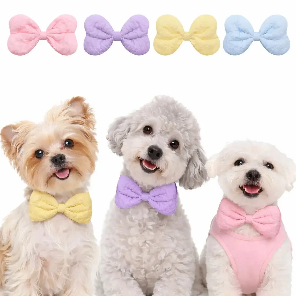 Quilted Pet Bow Tie Set For Dogs Cats Party Accessory