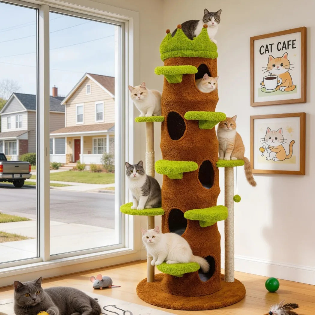 Borwort Premium Cat Tree Tower With Sisal Scratching Post Condo