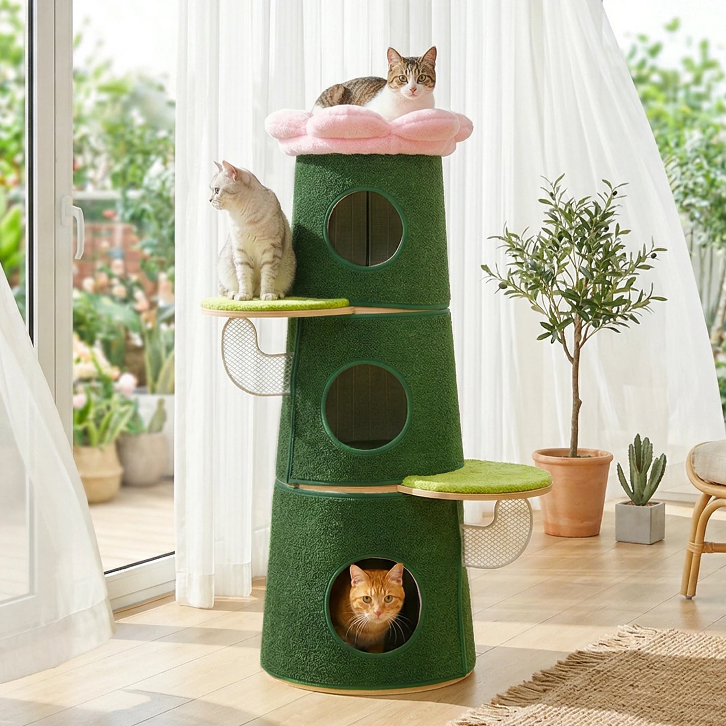 PAWZ Road Multilevel Cat Tree With Flower Perch And Condos