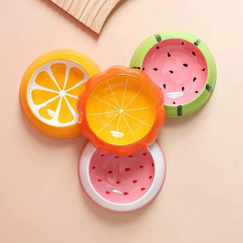 Fruit Shaped Ceramic Cat And Dog Slow Feeder Bowl