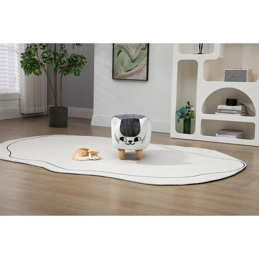 Cat Shaped Storage Ottoman Pet House for Cats and Dogs