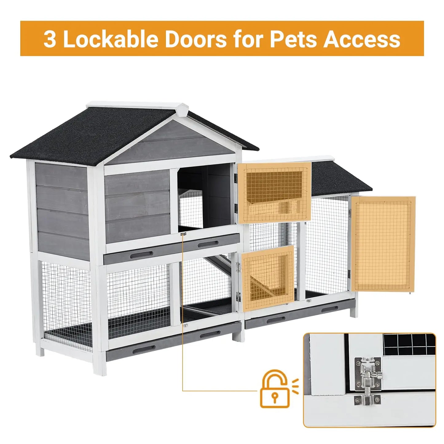 DishyKooker Wooden Two Tier Bunny Hutch Secure Housing