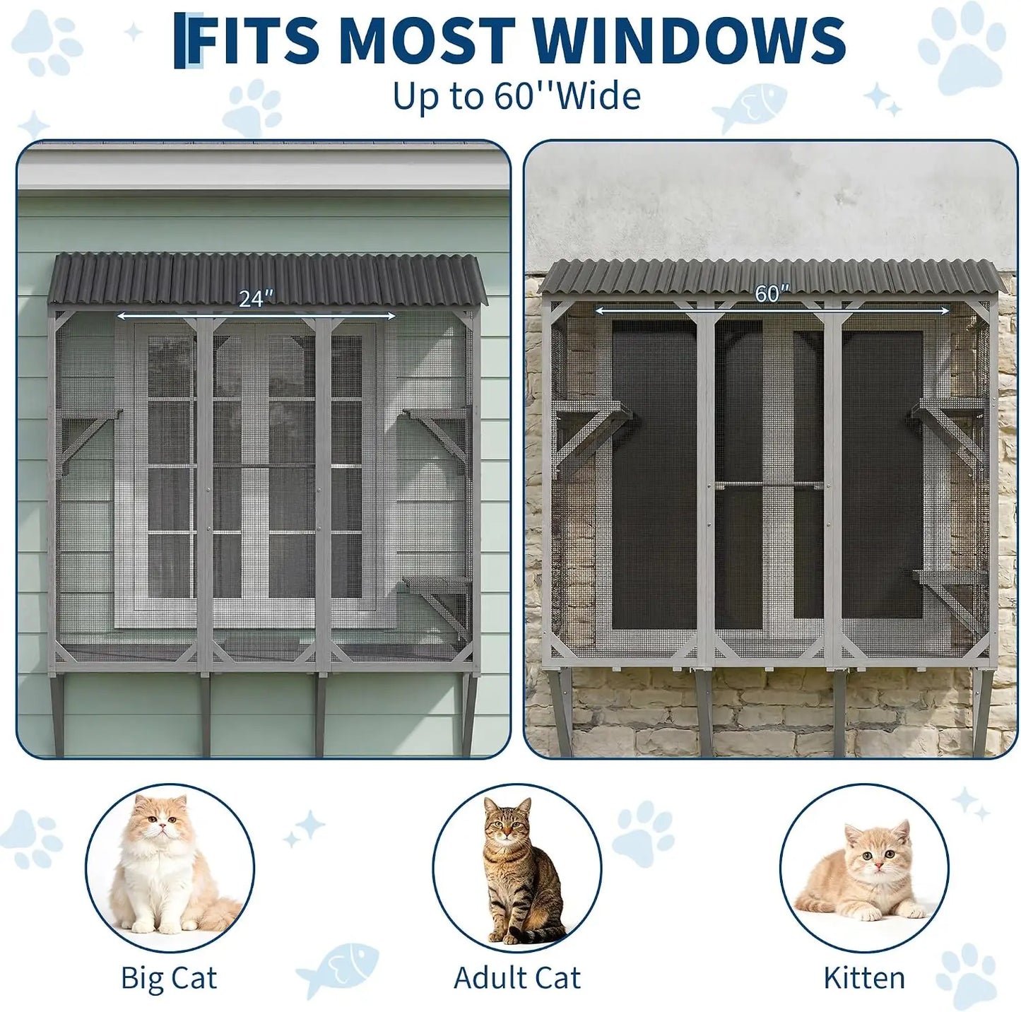 Spacious Wooden Window Catio Enclosure For Indoor Cats Relaxation