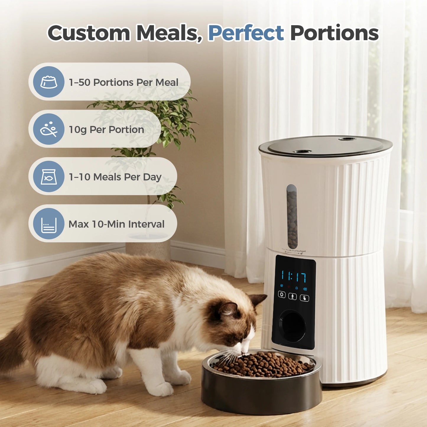 JHK Automatic Cat Feeder With WiFi App Control And Digital Timer