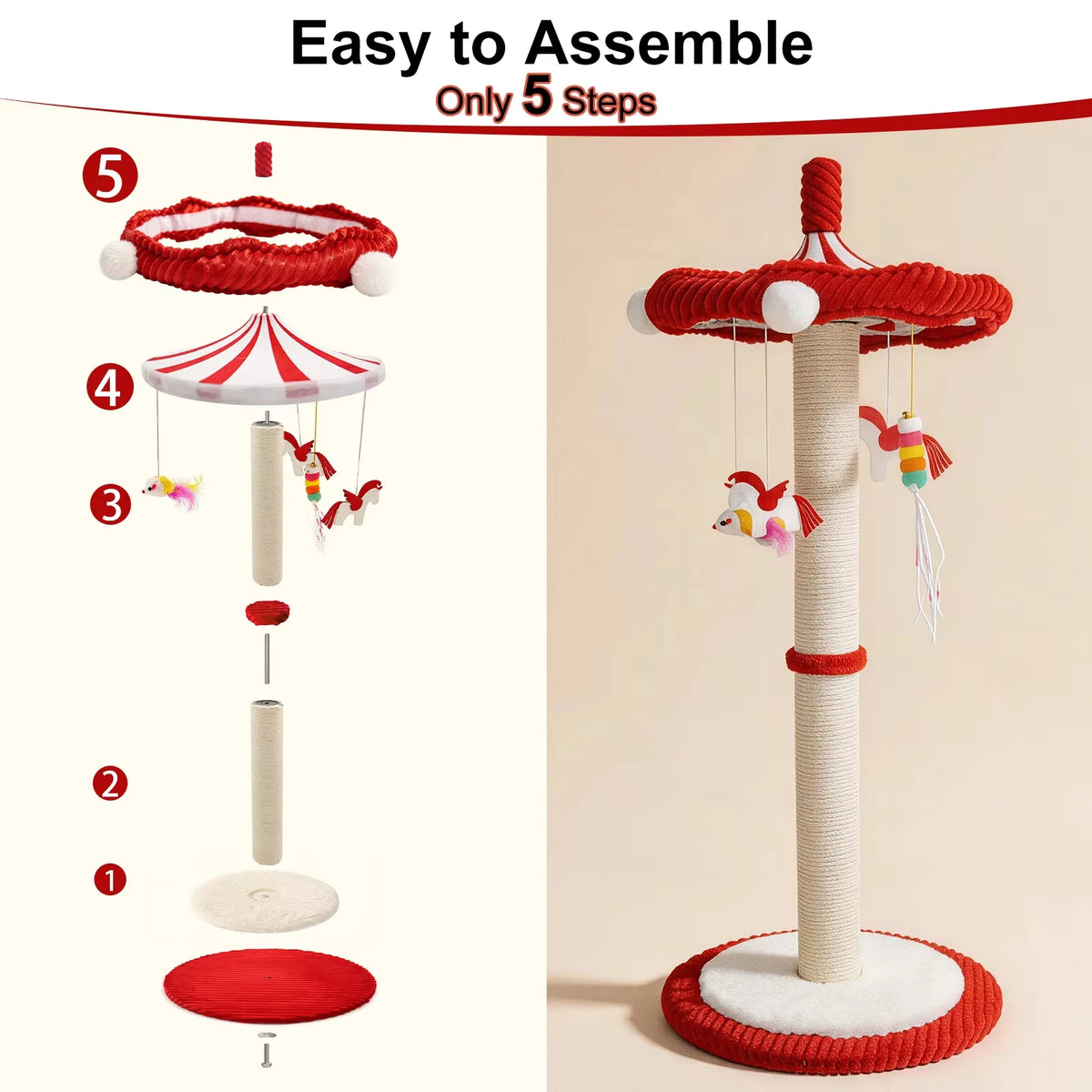CWV Interactive Cat Tree Tower Featuring Rotating Feather Teaser