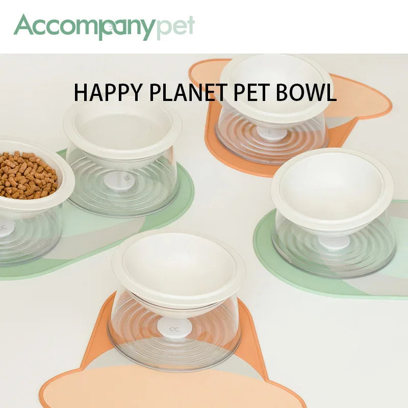 Tilted Raised Ceramic Bowl With Non-Slip Anti-Tip Feeding Design