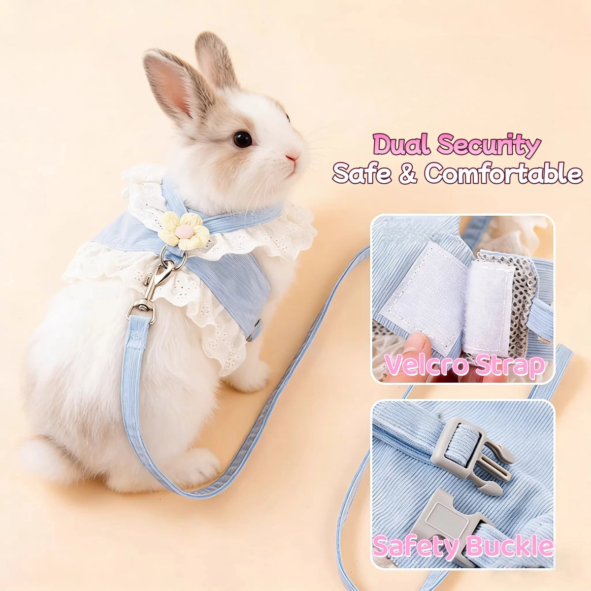 Adjustable Breathable Mesh Rabbit Walking Harness Vest